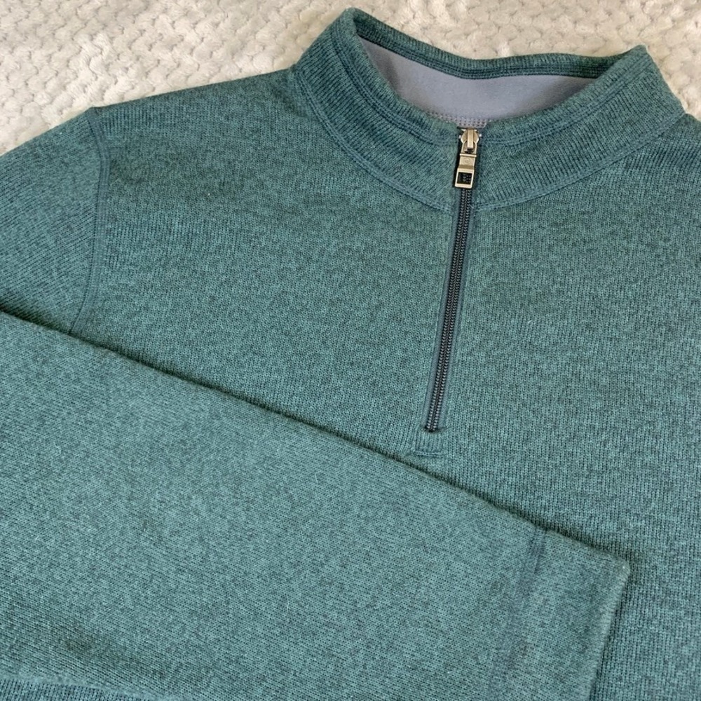 Peter Millar Mens XL 1/4 Zip Crown Sweater Fleece Pullover Green Balsam MF22K60